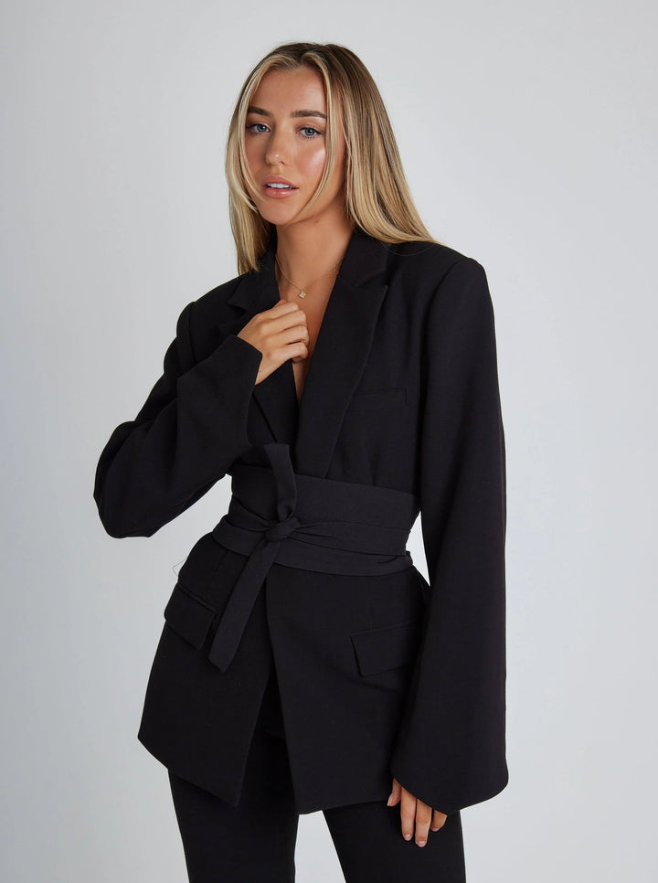 Chloe | Women's Belted Luxe Tailored Blazer