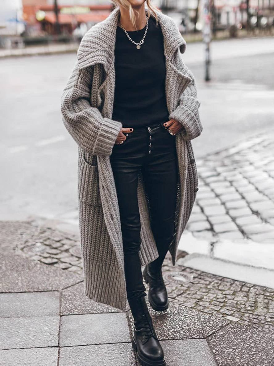 Marielle | Lange Strickjacke mit grobem Rippenmuster