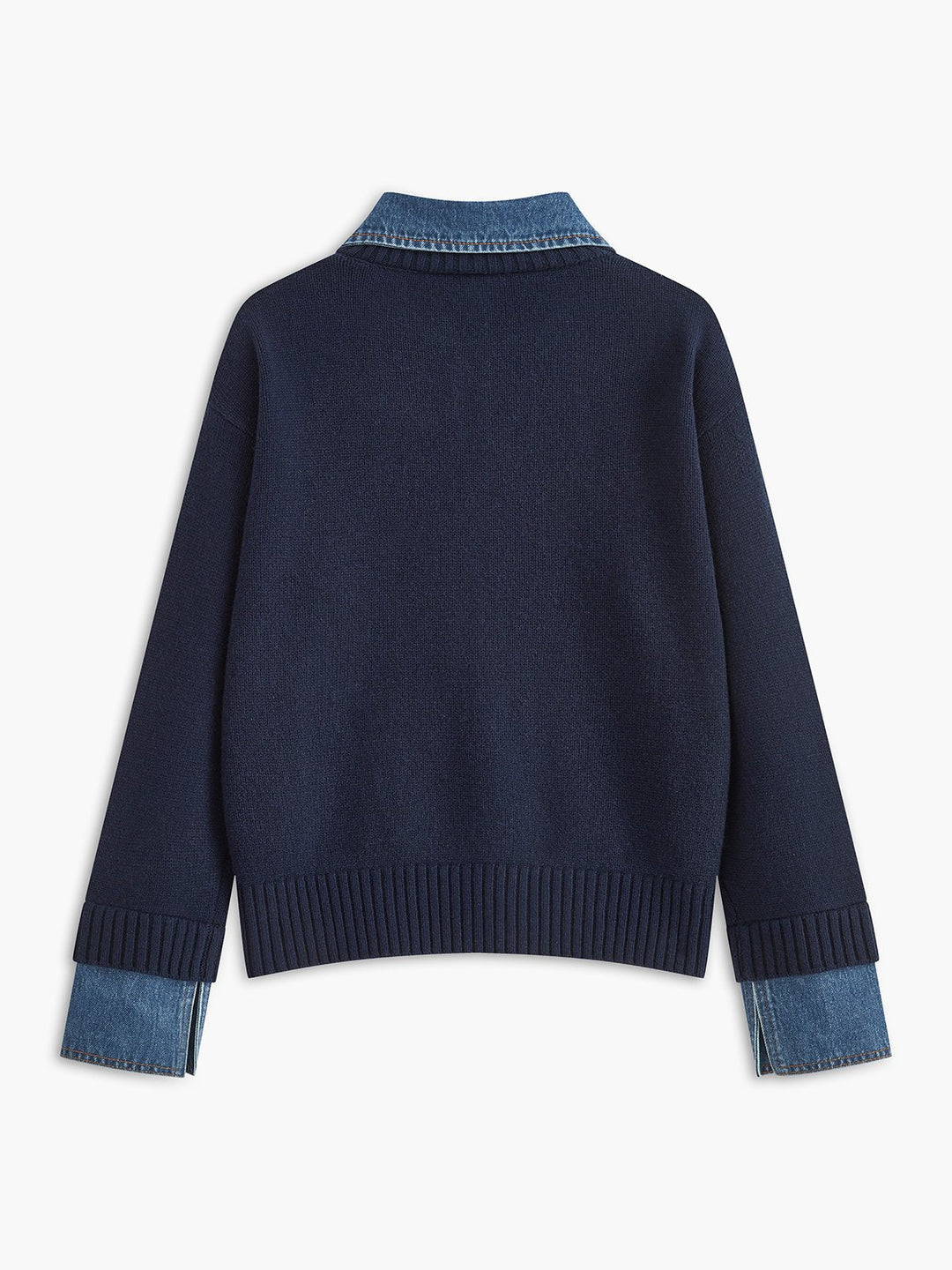 Camille | Maglione polo in maglia con colletto in denim