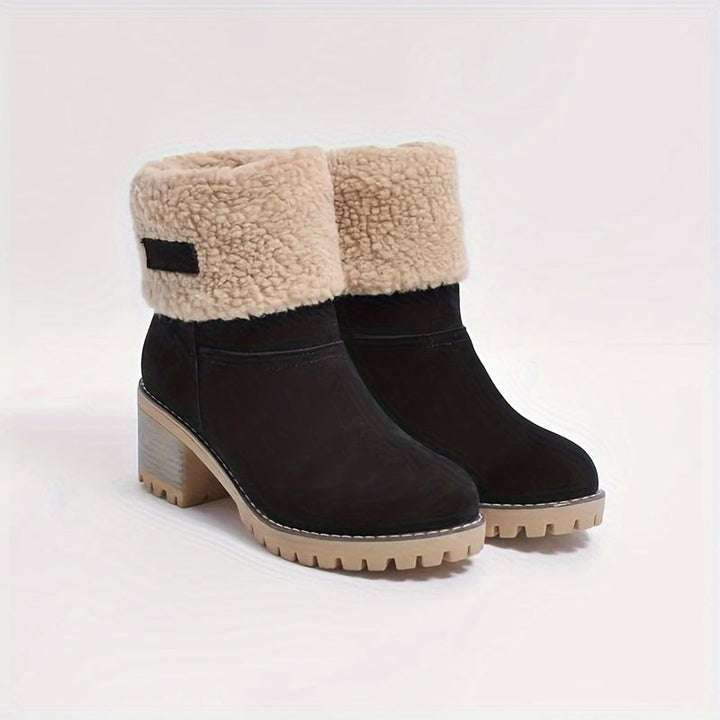 Clara | Women's Fleece-Lined Block Heel Ankle Boots