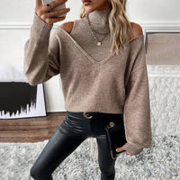 Sienna | Schulterfreier Lagen-Strickpullover mit Rollkragen für Damen