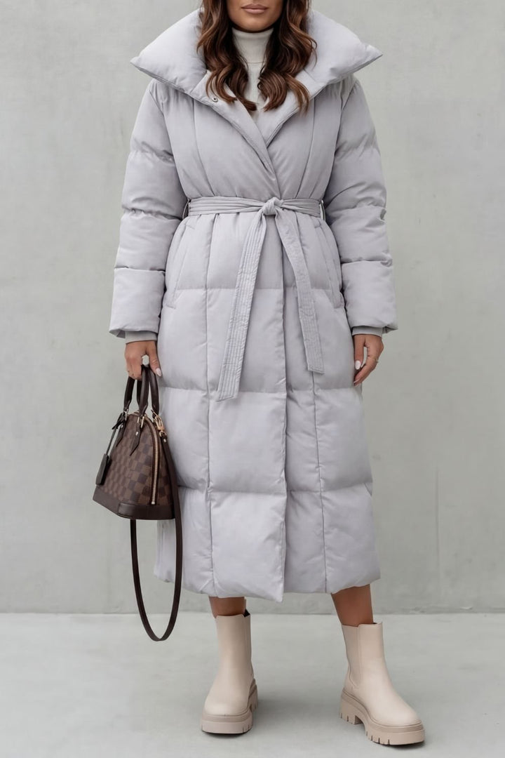 Frescetta | Long Puffer Coat with Belted Silhouette