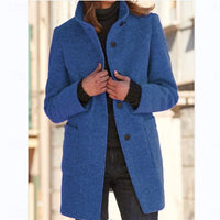 Serena | Tailored Stand-Collar Wool Blend Trench Coat