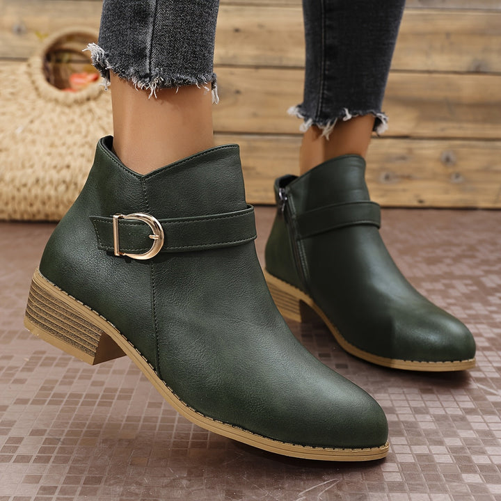 Velmira | Women's Elegant Buckle Detail Chelsea Ankle Boot
