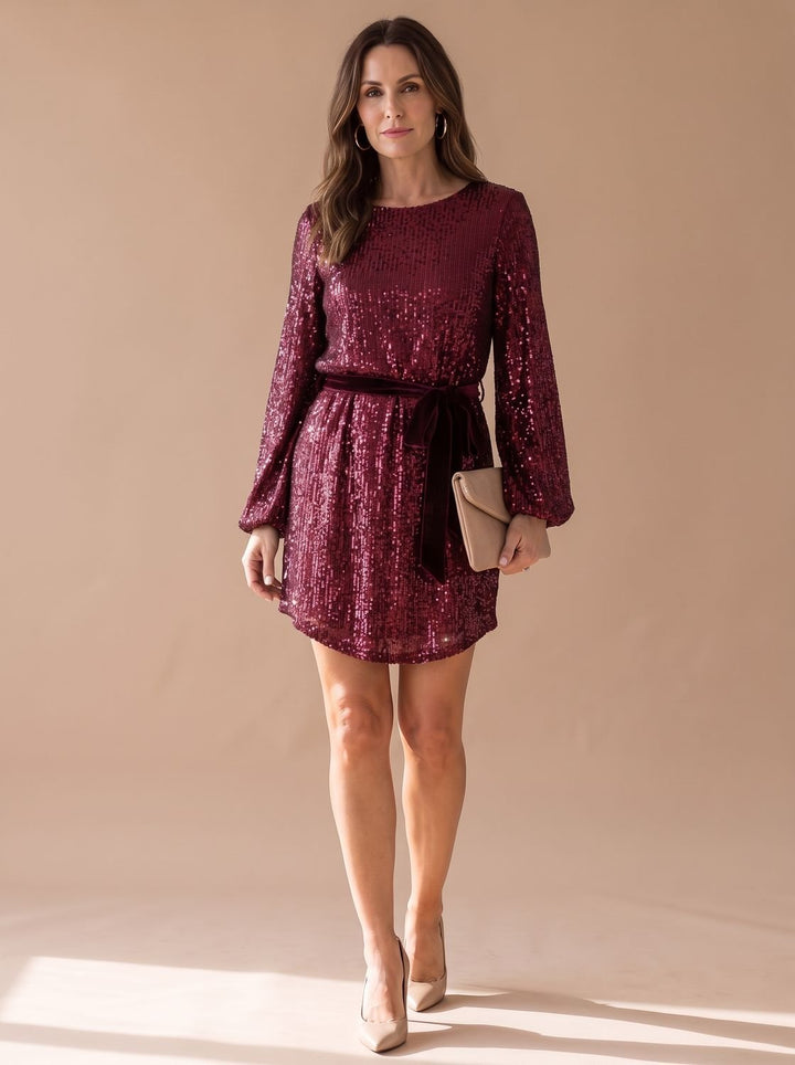 Mysa | Sequin Mini Dress – Elegant Balloon Sleeve Style for Women