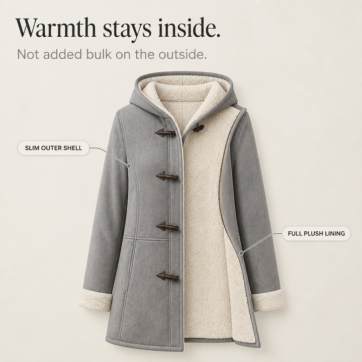 Plushbelle | Faux Shearling Hooded Winter Coat – Cozy Style for Women