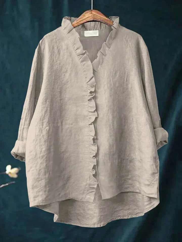 Eliza | Casual Blouse – Relaxed Ruffle V-Neck Style for Women