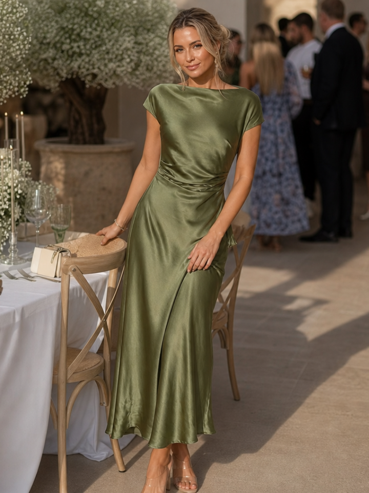 Elure | Midi Dress – Fitted Silhouette with Boat Neck for Women