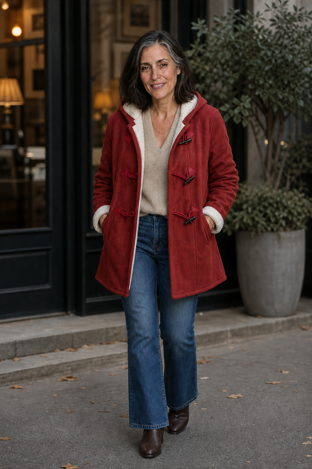 Genevieve | Hooded Faux-Suede Plush-Lined Toggle Coat - Image 11