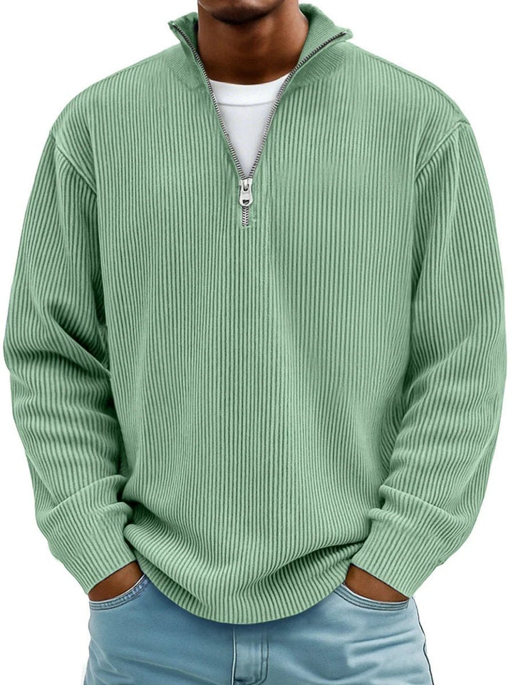 Simeon | Quarter-Zip Pullover Sweater for Men – Stylish Ribbed Design