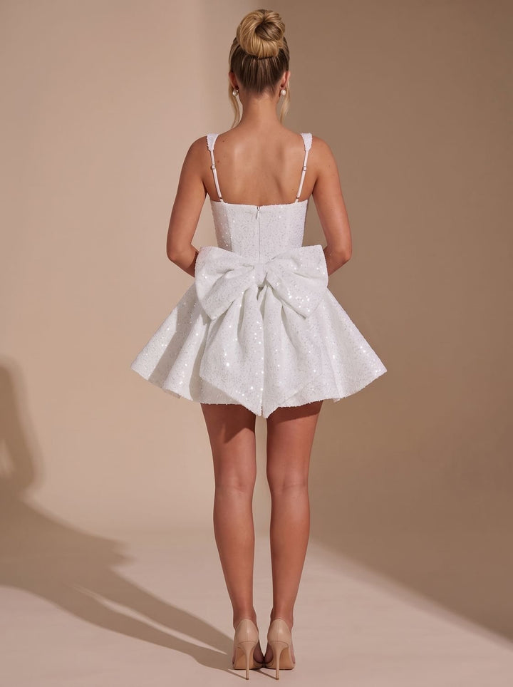 Victoria | Sequin Fit-and-Flare Bow Dress for Women