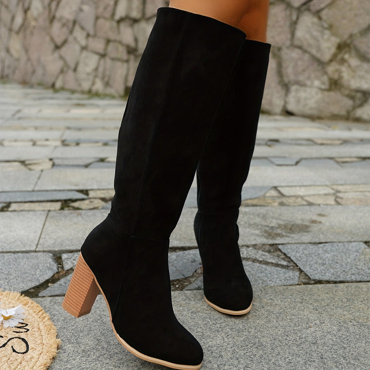 Vallara | Women's Chic Knee-High Stacked Block Heel Boots