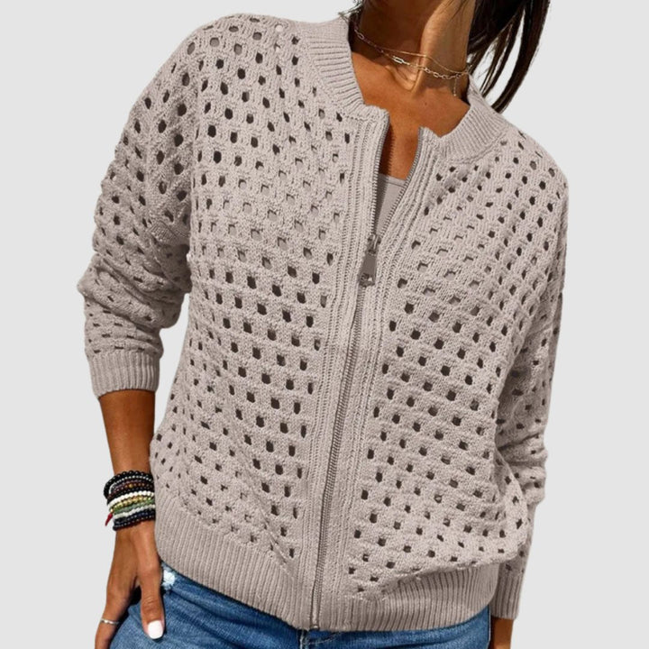 Aveline | Cardigan con zip in maglia traforata