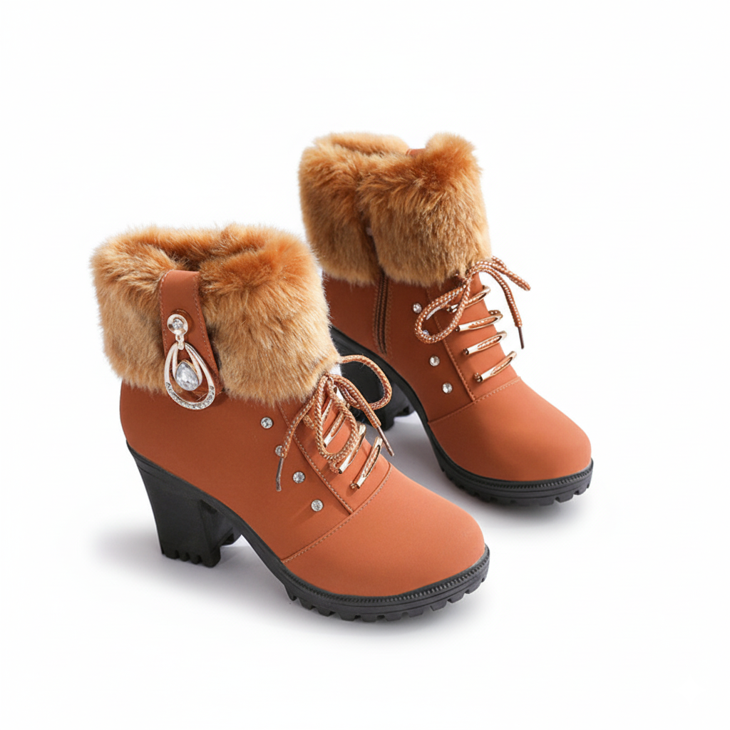 Velura | Faux Fur Winter Boots – Cozy Block Heel Style for Women