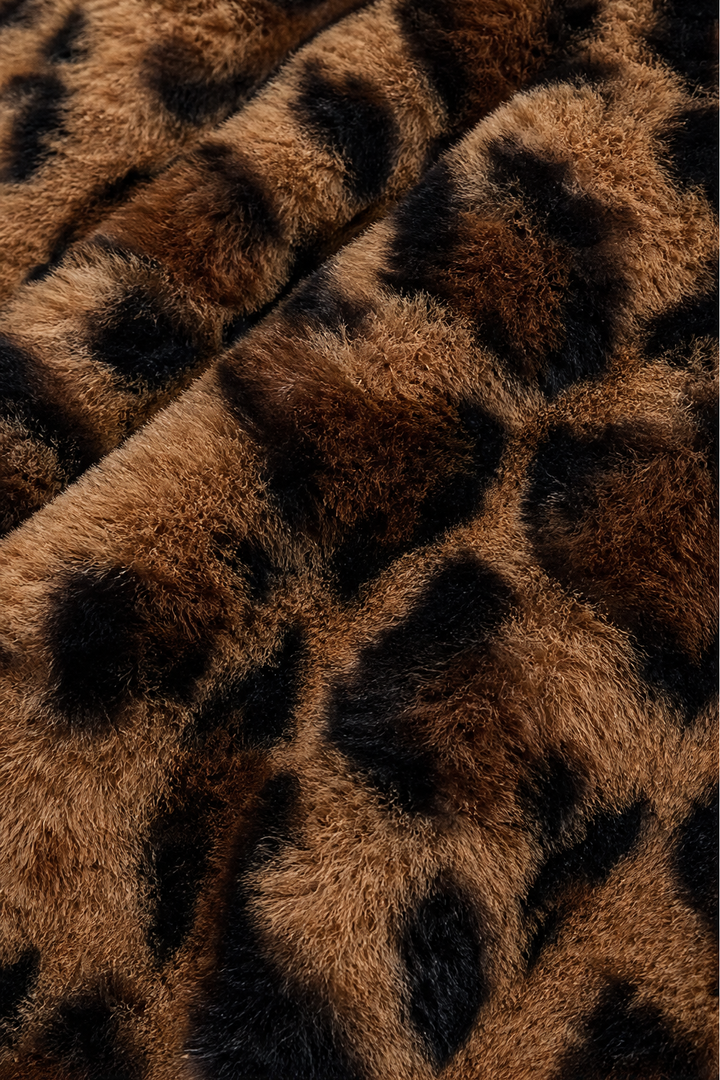 Lina | Leopard Print Faux Fur Coat – Stylish Open Front for Women