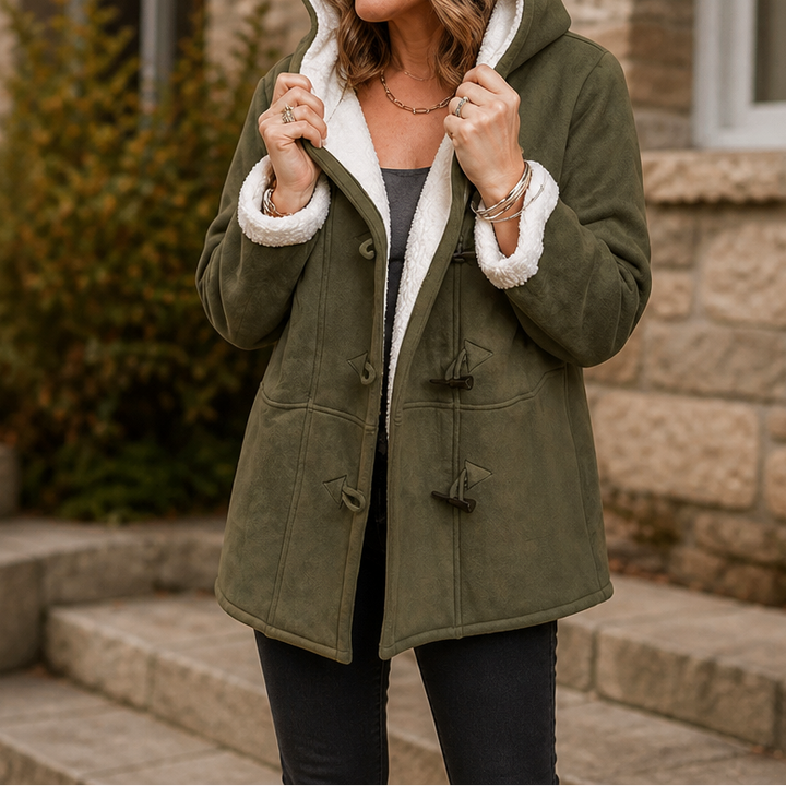 Plushbelle | Faux Shearling Hooded Winter Coat – Cozy Style for Women