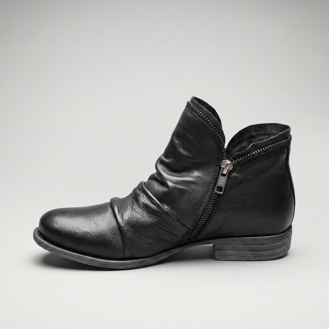 Nora | Genuine-Leather Cushioned Side-Zip Ankle Boots - Image 3