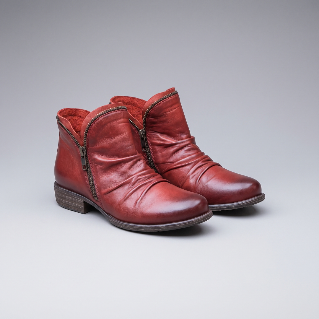 Nora | Genuine-Leather Cushioned Side-Zip Ankle Boots - Image 5