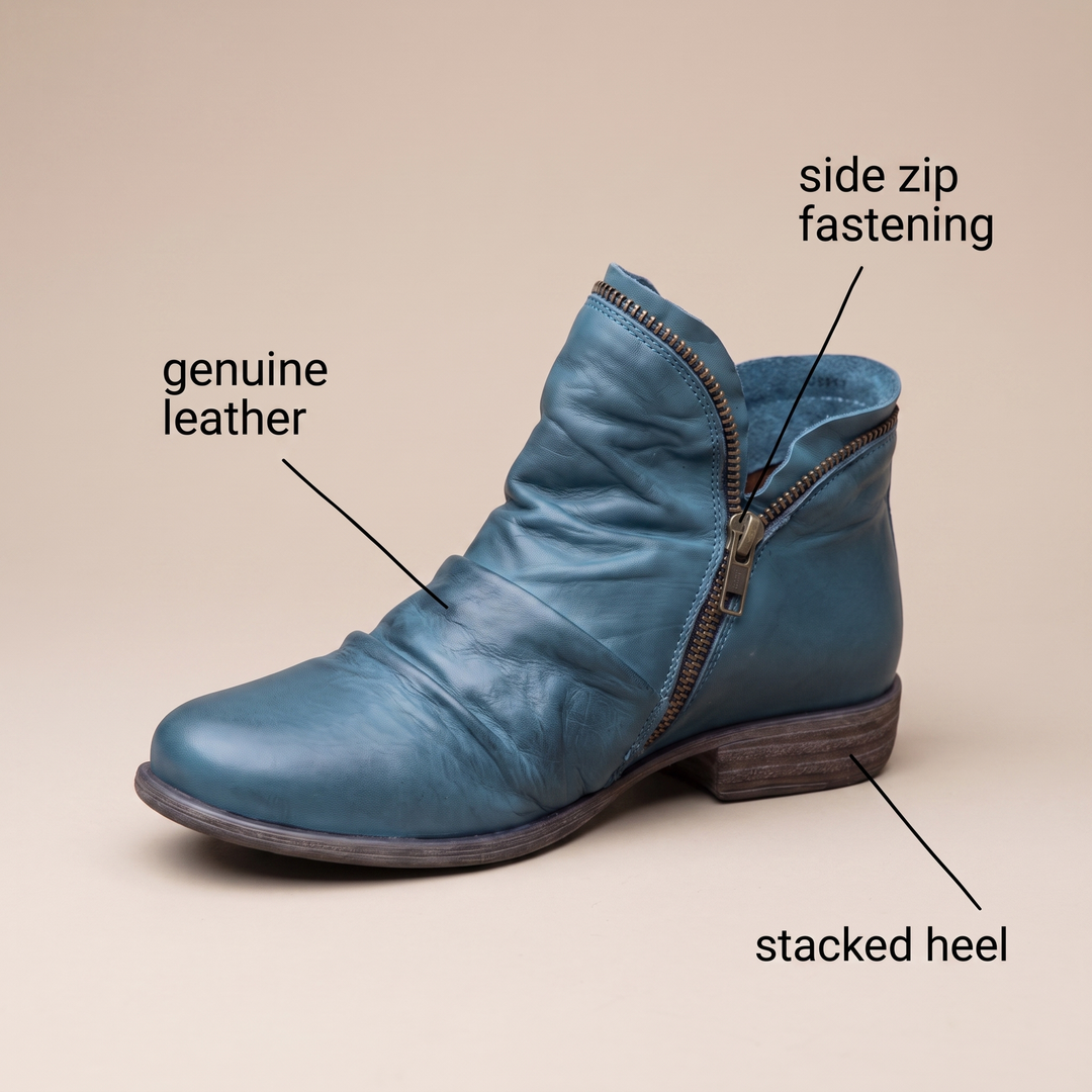 Nora | Genuine-Leather Cushioned Side-Zip Ankle Boots - Image 9