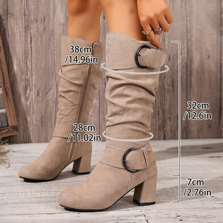 Solene | Women's Relaxed Slouchy Knee-High Block Heel Boots