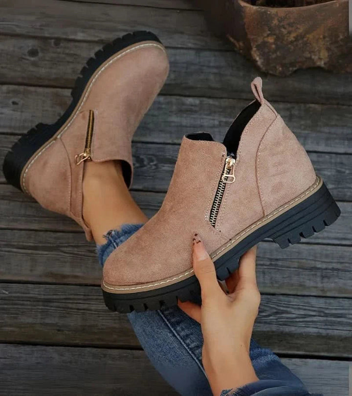 Aria | Cushioned Side-Zip Lug-Sole Ankle Boots - Image 7