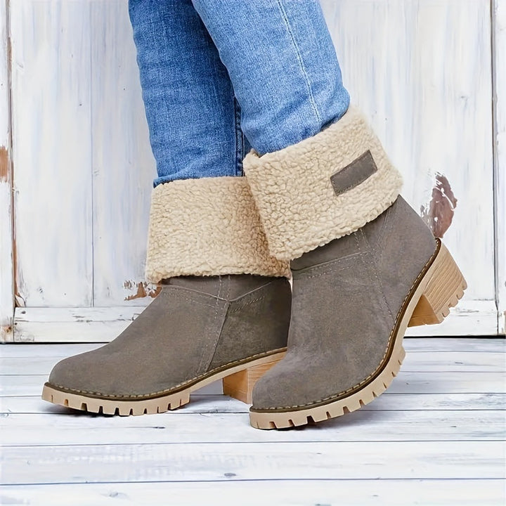 Clara | Women's Fleece-Lined Block Heel Ankle Boots