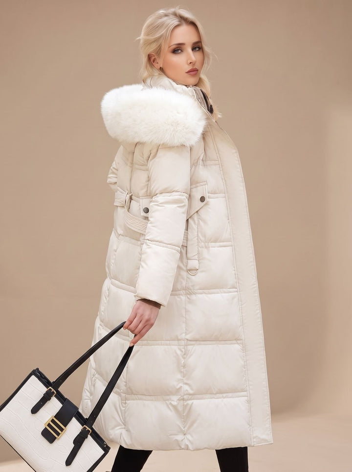 Evelyn | Long Puffer Parka – Luxury Winter Coat with Fur-Hood