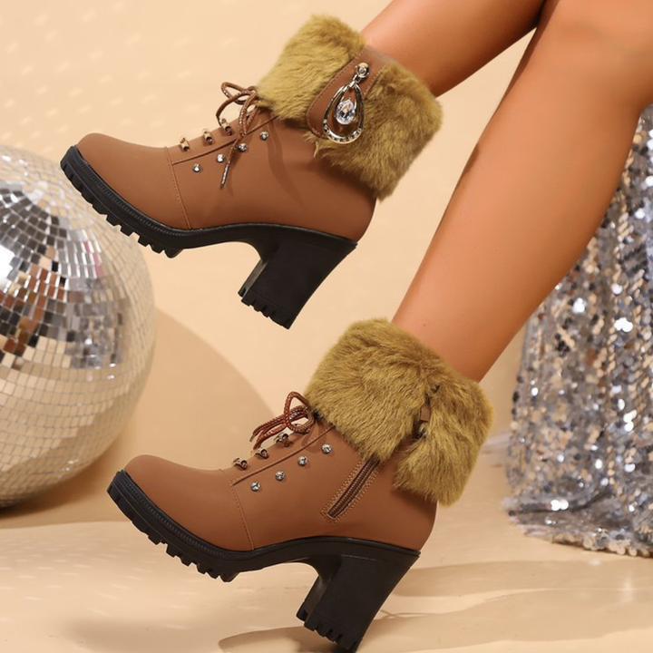 Velura | Faux Fur Winter Boots – Cozy Block Heel Style for Women