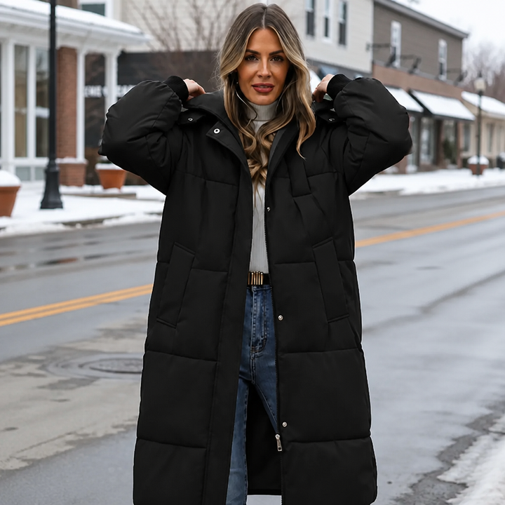 Wabella | Long Hooded Puffer Coat – Warm Close Fit for Women