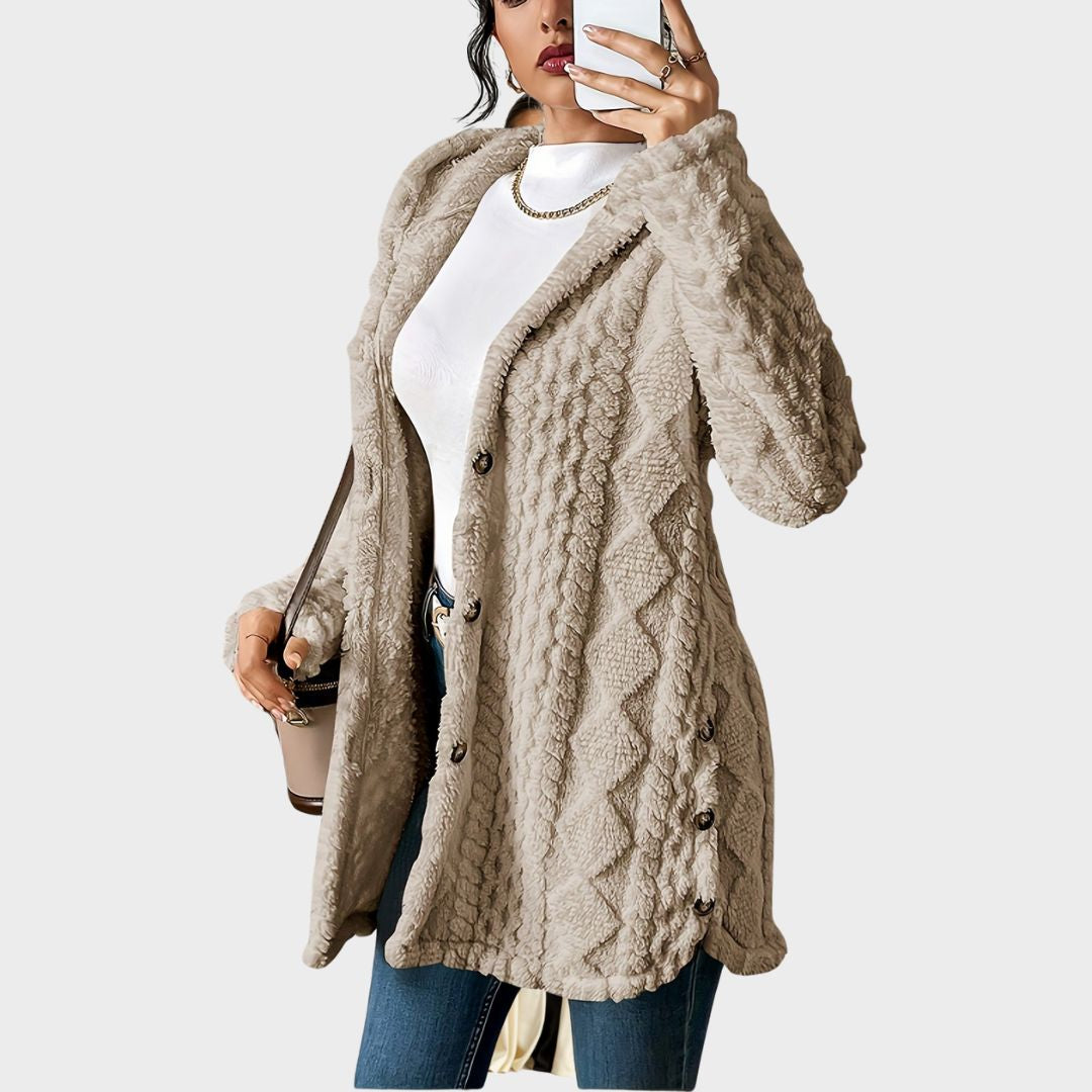 Celestia | Cardigan con cappuccio da donna in morbido peluche