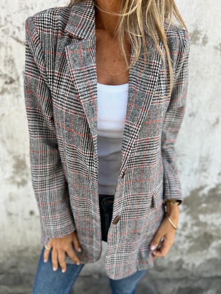 Vivian | Women's Classic Plaid Cotton Casual Blazer