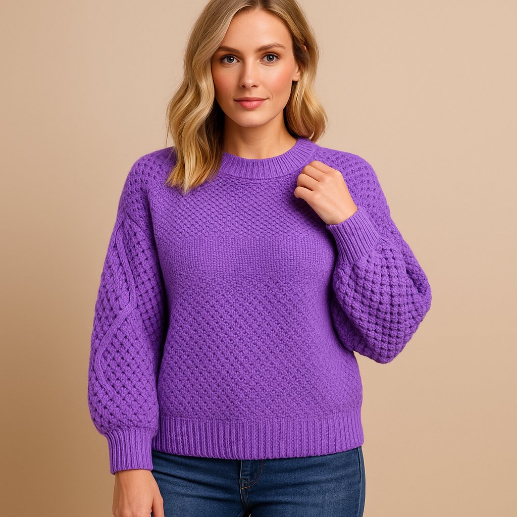 Elowen | Relaxed Cable-Knit Sleeve Jumper