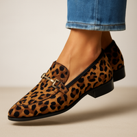 Giselle | Spitze Damen-Loafer mit Animalprint und Schnalle