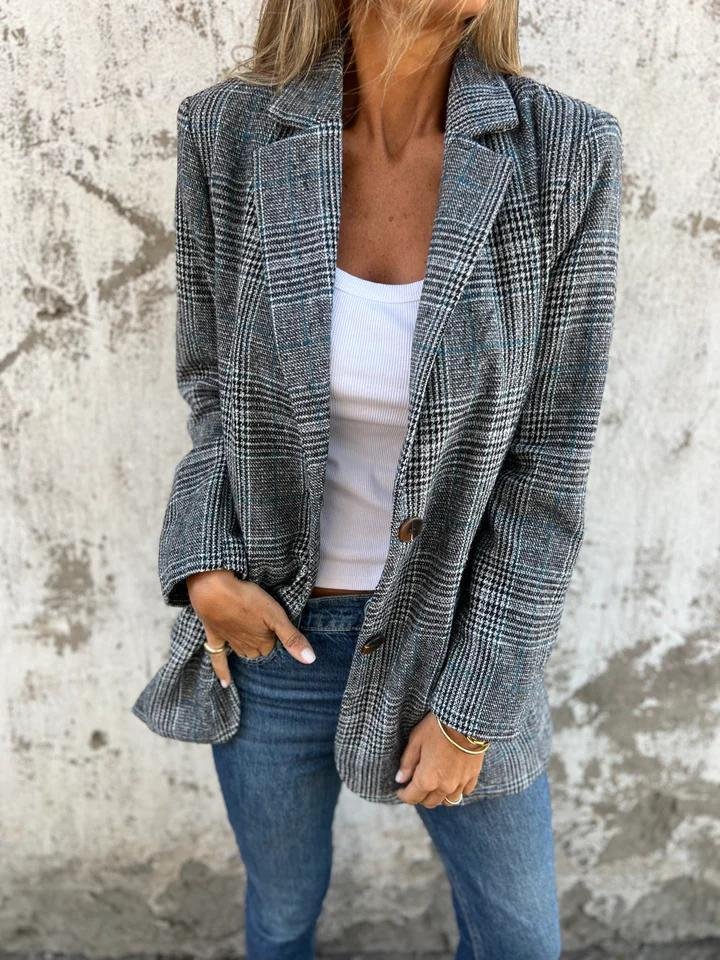 Vivian | Women's Classic Plaid Cotton Casual Blazer
