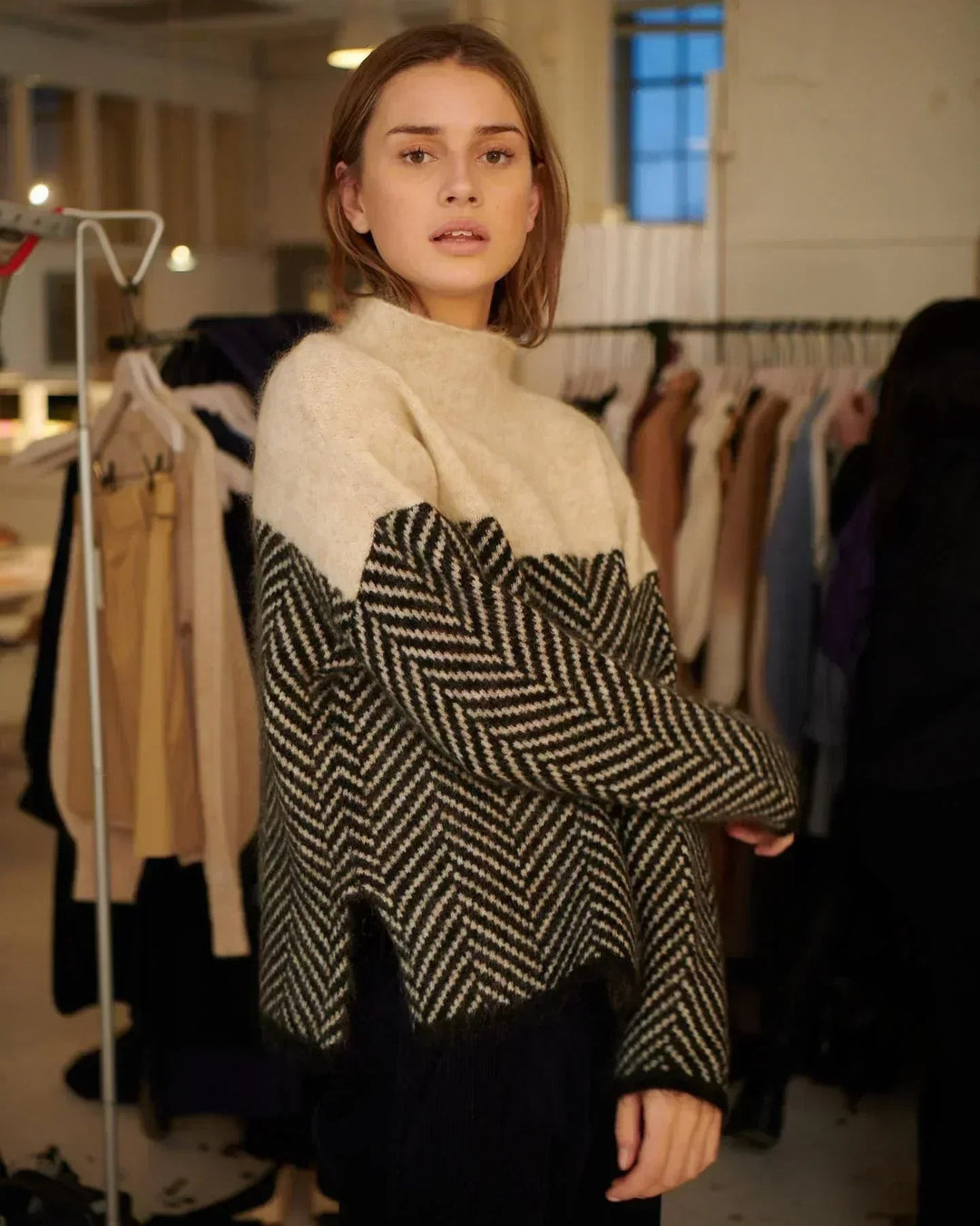 Seraphina | Chevron Knit Turtleneck Sweater