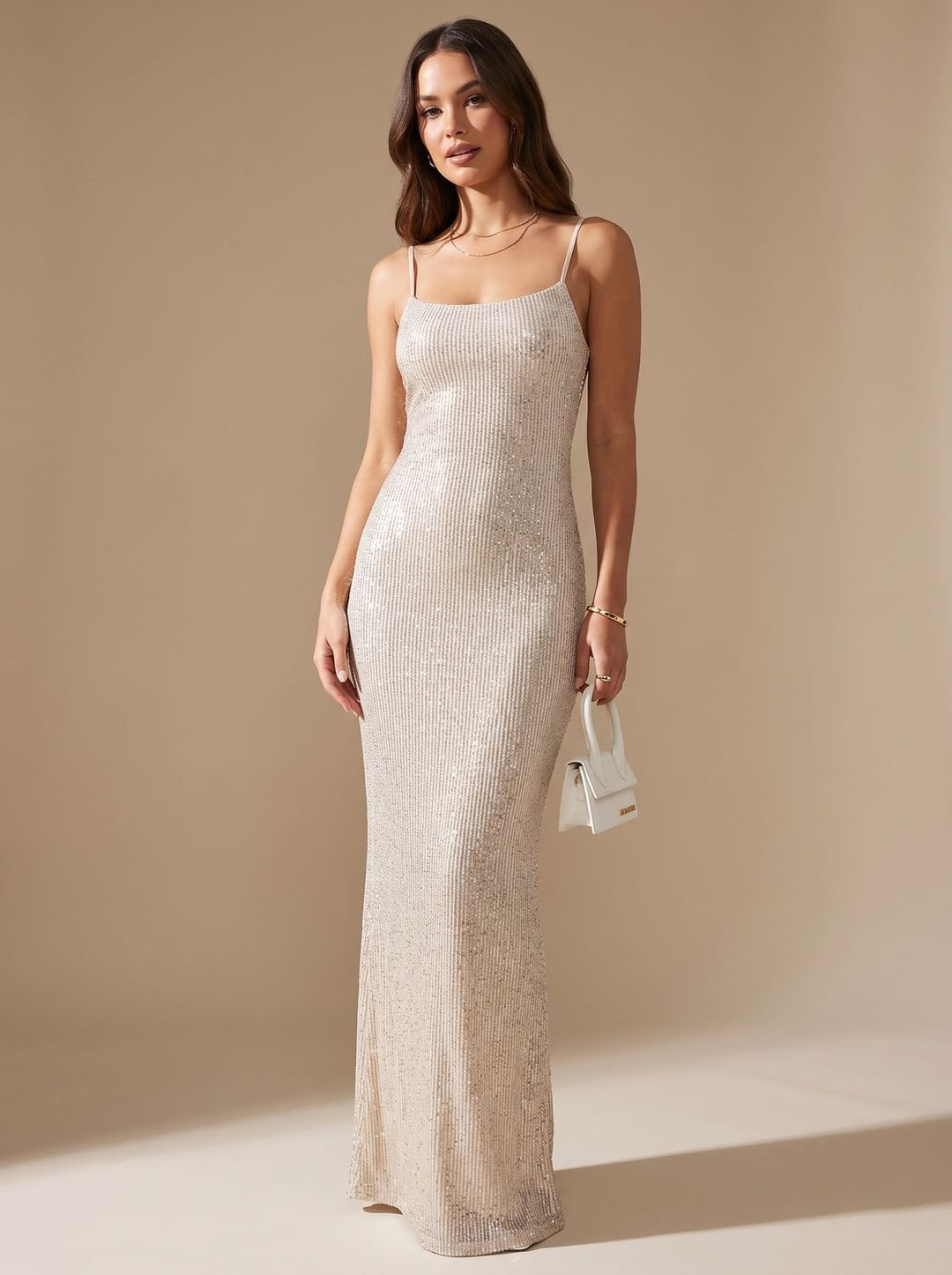 Grace | Bodycon Maxi Dress – Glitter Spaghetti Strap for Women