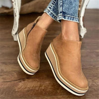Celestria | Women's Chic Wedge Platform Zip-Up Ankle Boots