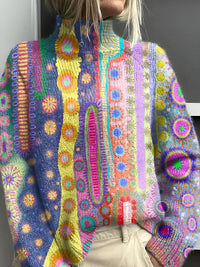 Iris | Maglione lavorato a maglia a collo alto con motivo geometrico da donna