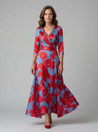 Leonie | Floral Wrap-Bodice Midi Dress