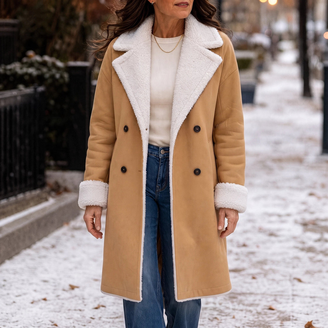 Ellis | Sherpa-Lined Winter Coat – Classic Camel Style for Women