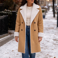 Anastasia | Sherpa-Lined Camel Longline Winter Coat