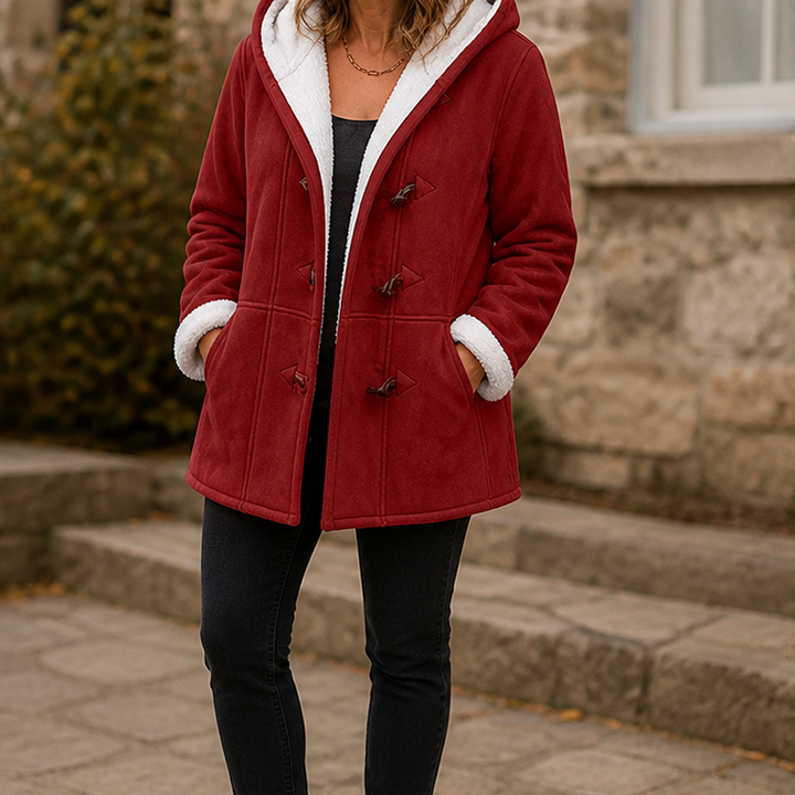 Plushbelle | Faux Shearling Hooded Winter Coat – Cozy Style for Women