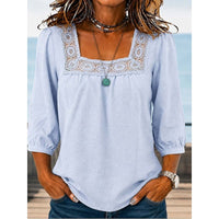 Aurelia | Lace-Detail Square-Neck Three-Quarter Sleeve Blouse