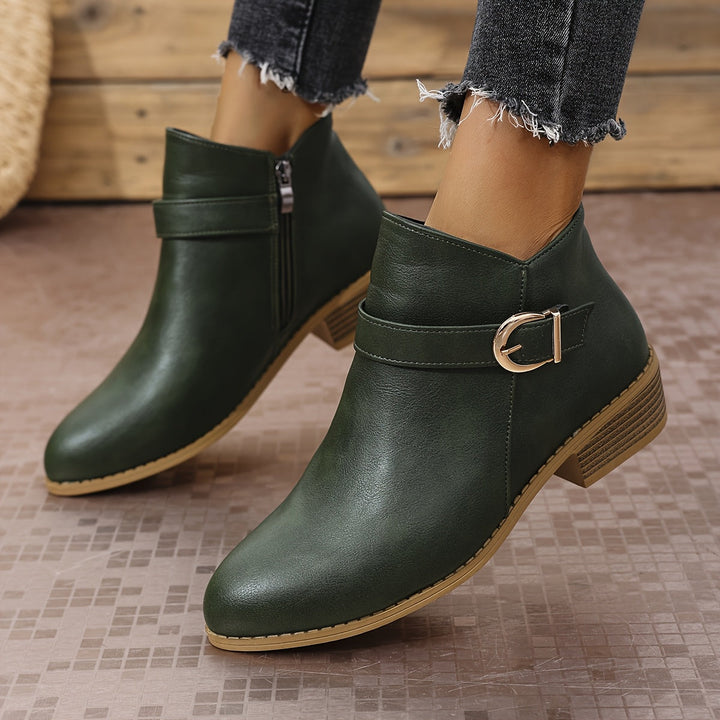 Velmira | Women's Elegant Buckle Detail Chelsea Ankle Boot