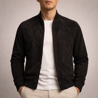 Sebastian | Smooth-Suede Ribbed-Cuff Classic Bomber Jacket