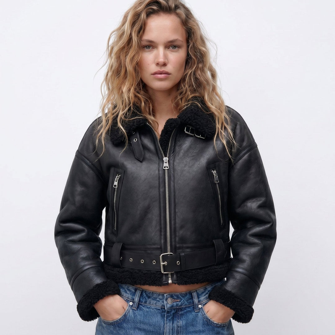 Elara | Bomber Jacket – Luxury Reversible Lamb Fur for Women