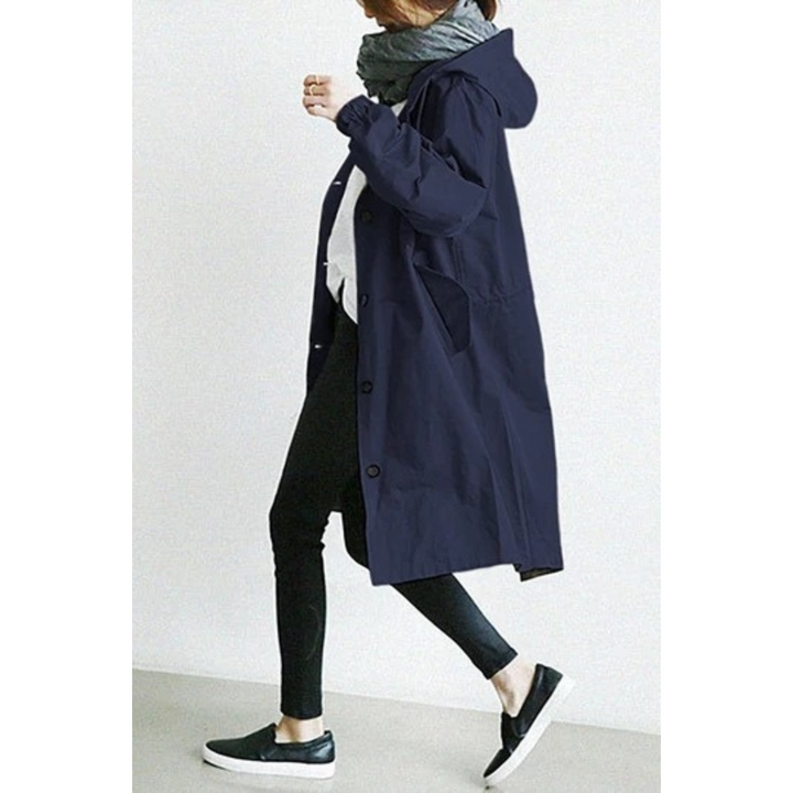 Maya | Women's Elegant Longline Hooded Trench Coat