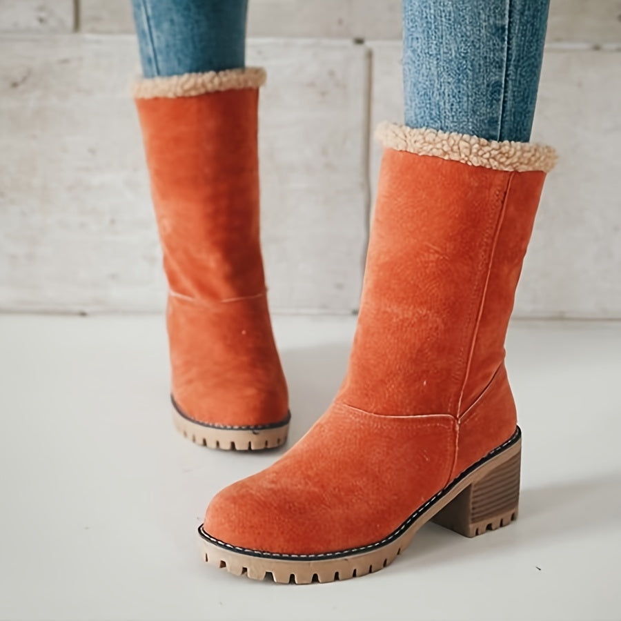 Clara | Women's Fleece-Lined Block Heel Ankle Boots