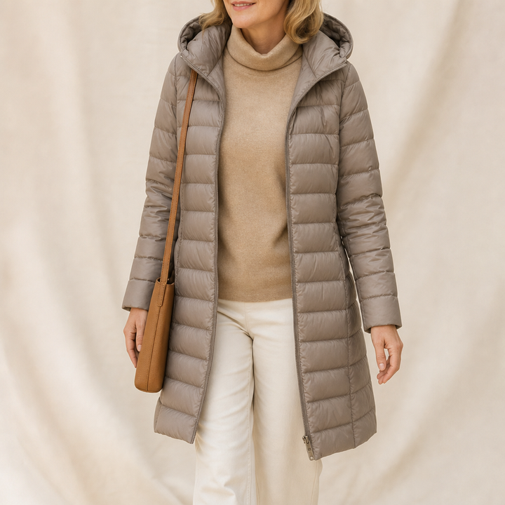 Veluna | Long Puffer Coat – Quilted Warmth for Women