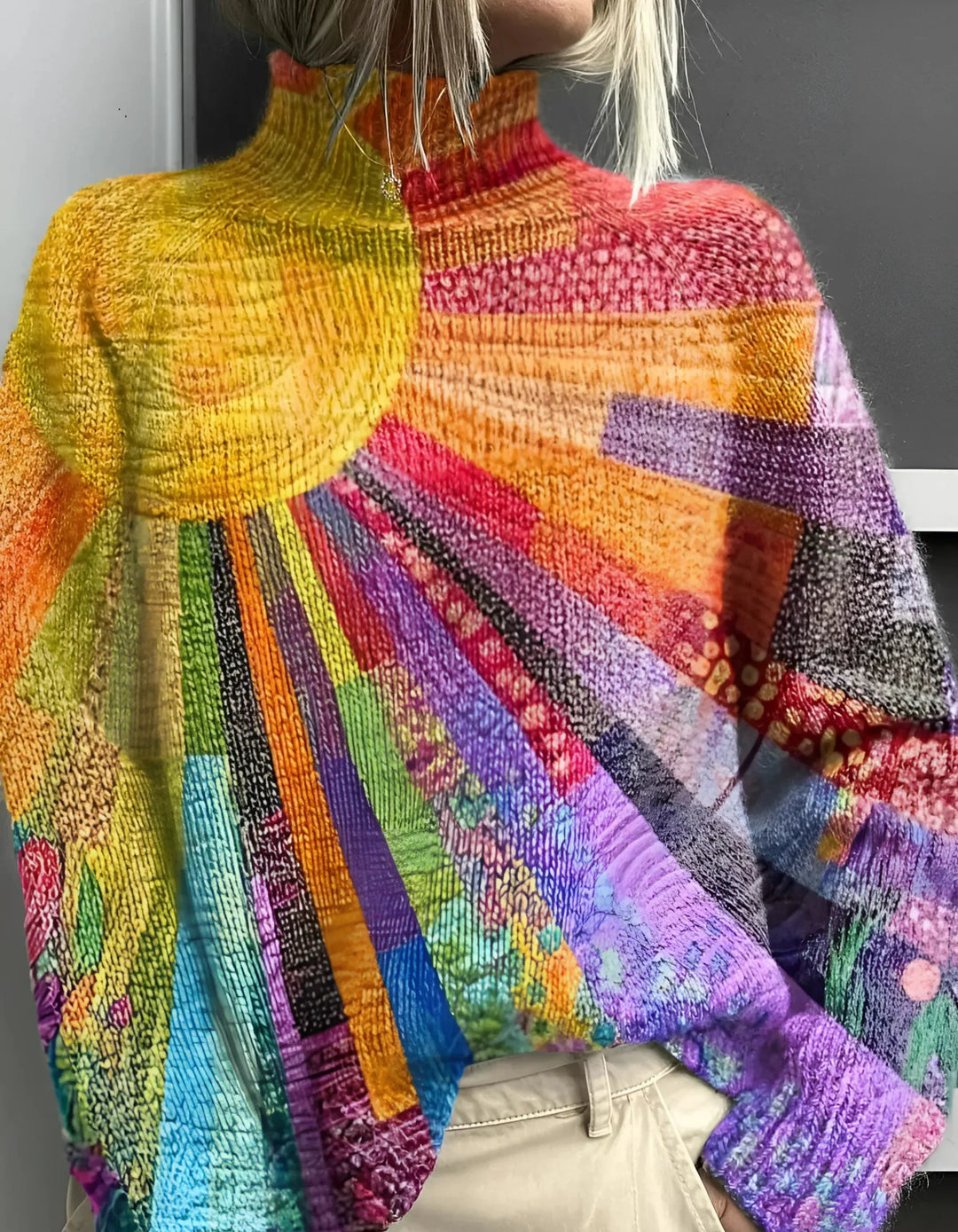 Ava | Turtleneck Sweater – Unique Colorful Design for Women